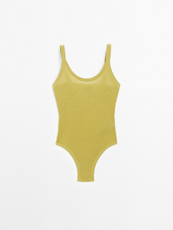 Massimo Dutti Трикотажное боди на бретелях - Studio, бутылочно-зеленый