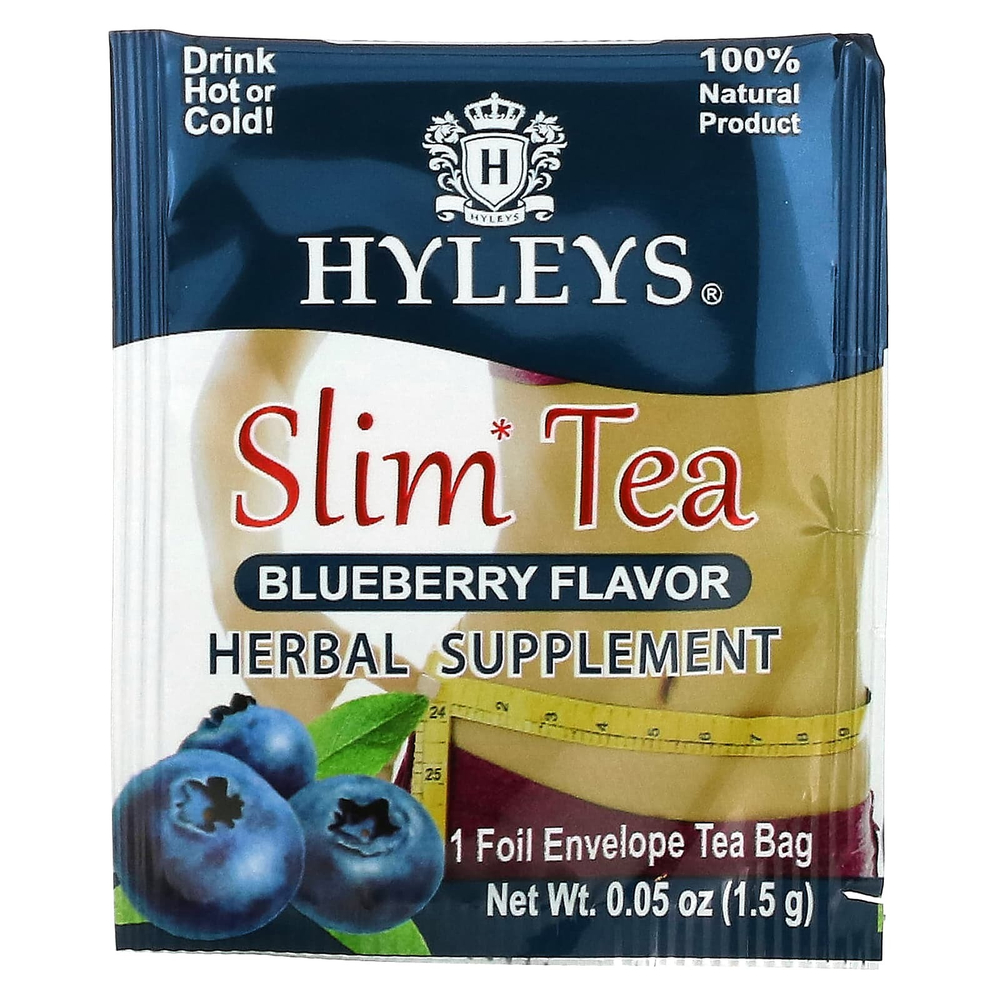 Hyleys Tea, Slim Tea, Со вкусом черники, 25 чайных пакетиков в фольгированных пакетиках, 1,32 унции (37,5 г)