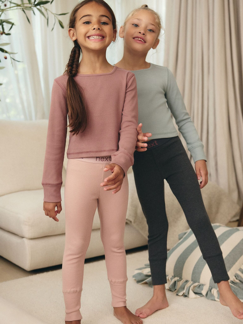 Легинсы для девочки Next B65-840, 2 шт., Розовый, Серый