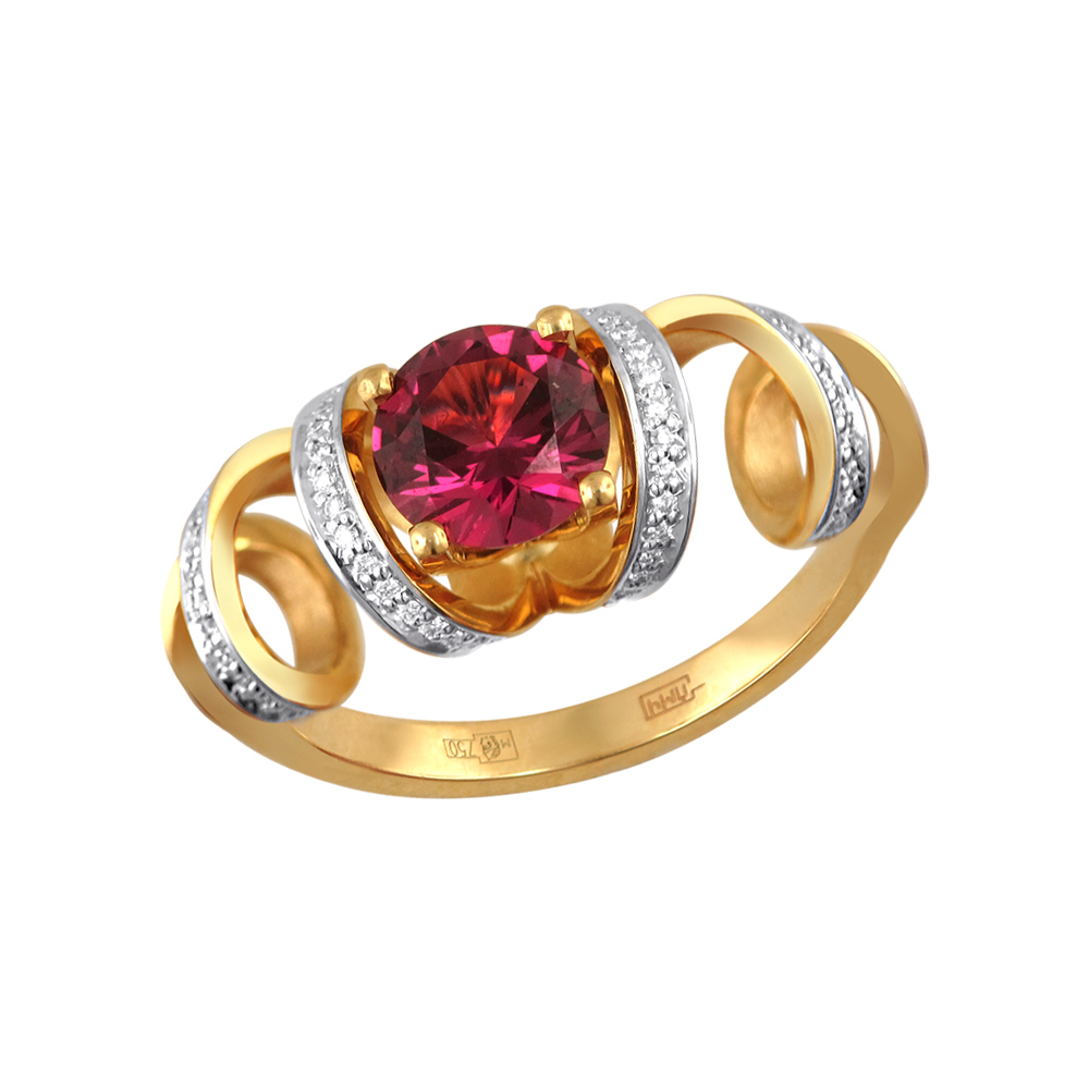 Кольцо с бриллиантами  из желтого золота JA-K-646209-2