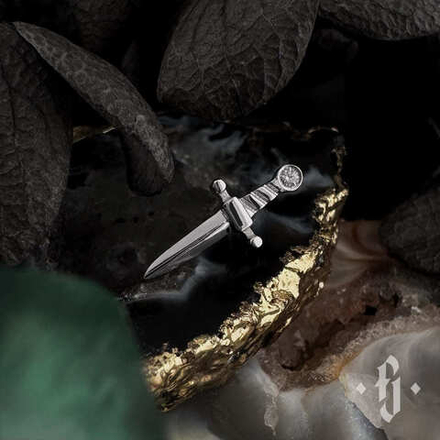 Накрутка "Stone Dagger" - Белое золото - White CZ