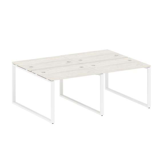 Metal System Рабочая станция на 4 места на О-образном м/к БО.СМ-4.1 Дуб Наварра/Металл Белый 2000*14