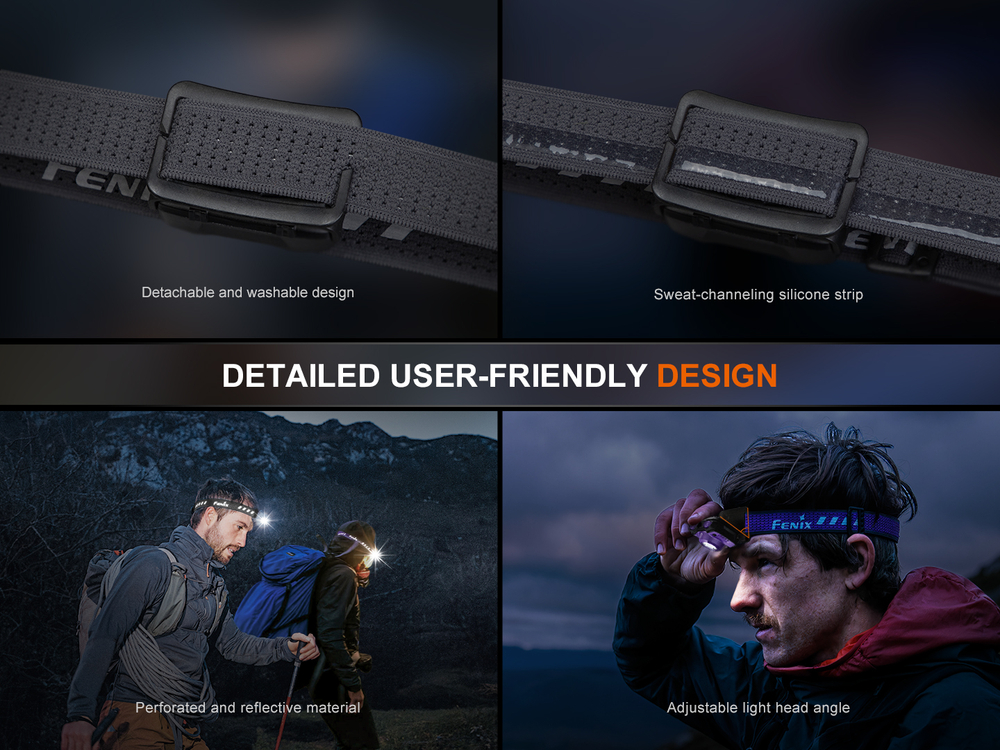 Фонарь Fenix HL12R V2.0 пурпурный (500 лм, Type-C) белый и красный свет, втроенный аккумулятор