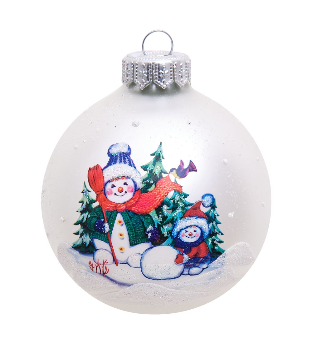 Элита НФШ-1022 Ел. украшение Шар «Два снеговика» 85 мм