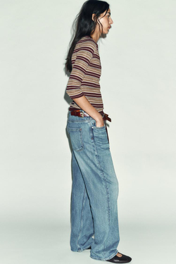 ZARA ФУТБОЛКА В ПОЛОСКУ С ДЛИННЫМ РУКАВОМ, РАЗНОЦВЕТНЫЙ