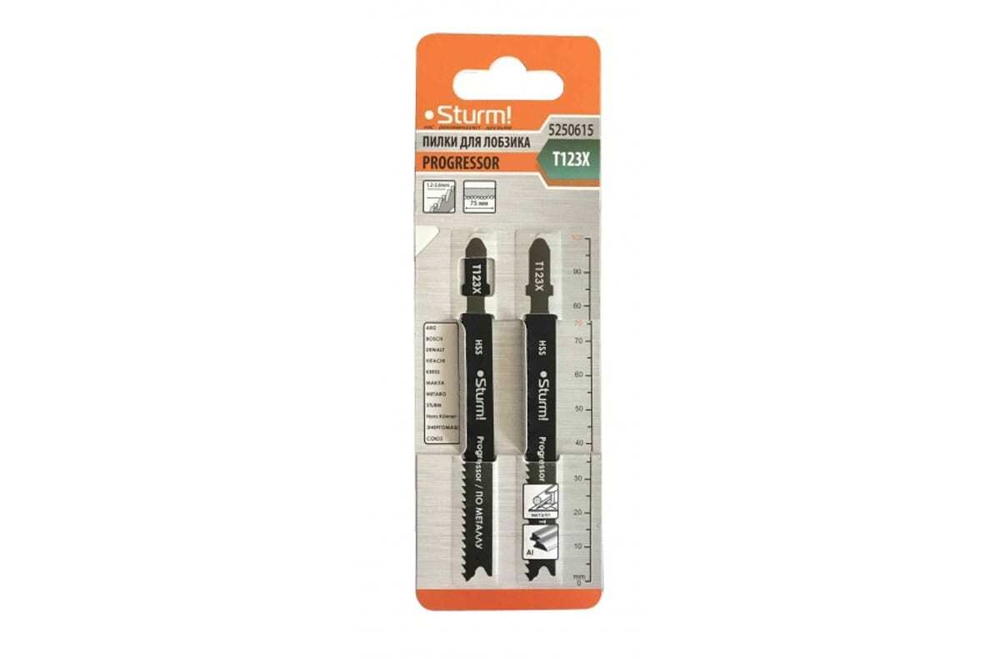 Пилки для лобзика T123X по металлу (75 мм; 2 шт.) Sturm 5250615