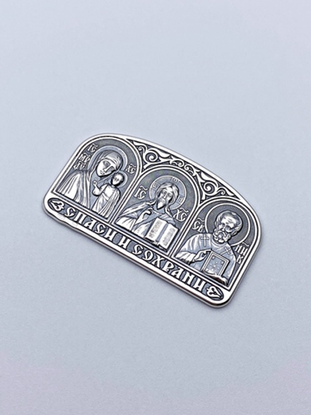 Иконка автомобильная/Чернение/Казанская/Иисус Христос/Николай Чудотворец