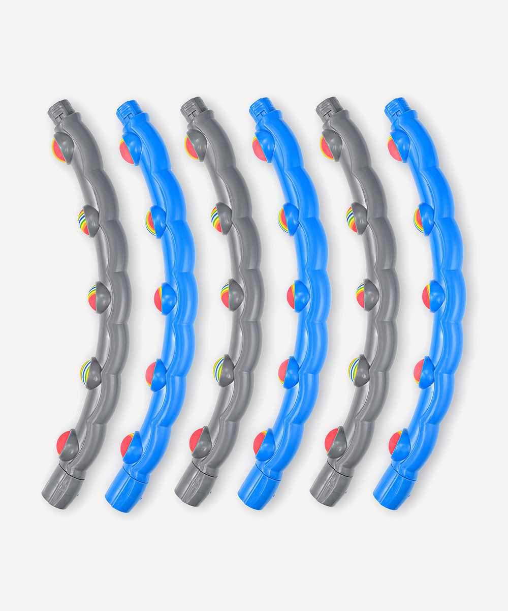 Обруч массажный разборный HH-108 с мягкими шариками, серый/синий