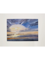 Картина акварельная авторская в паспарту 21х30 см на стену для интерьера "Танец света"