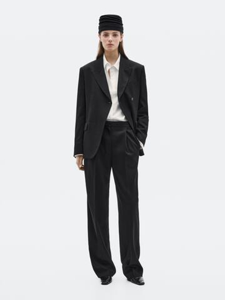 Massimo Брюки широкие из 100% шерсти с вытачкой - LIMITED, черный