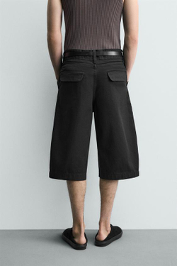 ZARA ШОРТЫ BAGGY FIT, ЧЕРНЫЙ