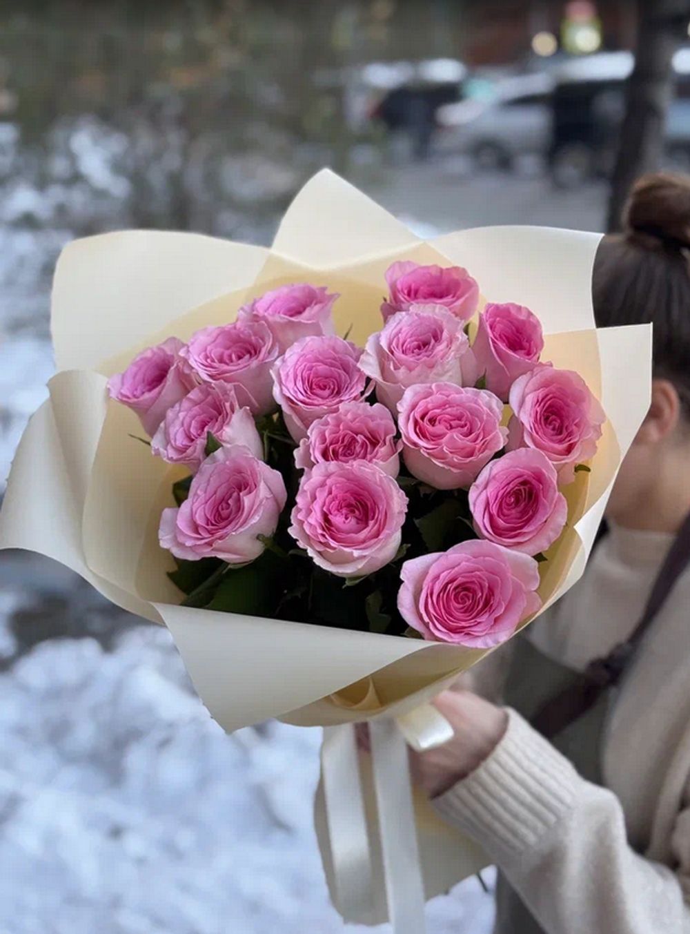 Букет из 15 роз Мандала 60см