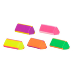 Ластик Basir, треугольная форма, неоновый разноцветный корпус, с цветными вставками по бокам, размер 2.8*1.2 см