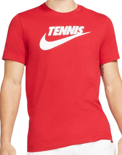 Футболка мужская теннисная Nike Court Tee Tennis GFX - gym red/white