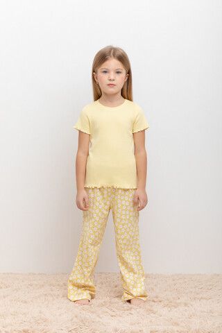 Пижама  для девочки  К 1633-1/желтое печенье,сакура