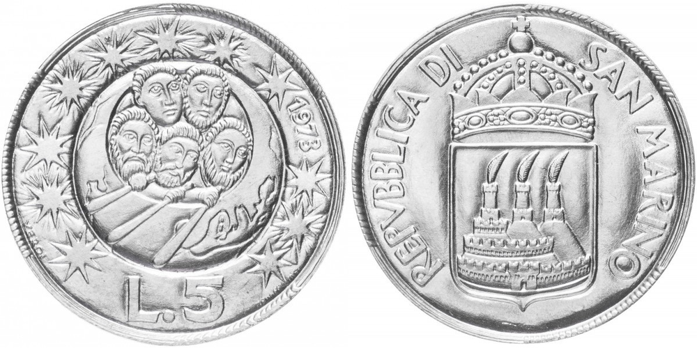 Сан-Марино 5 лир, 1973 Герб