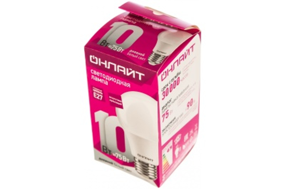 Лампа светодиодная ОНЛАЙТ 61140 10W Е27 А60 6500K 230V груша