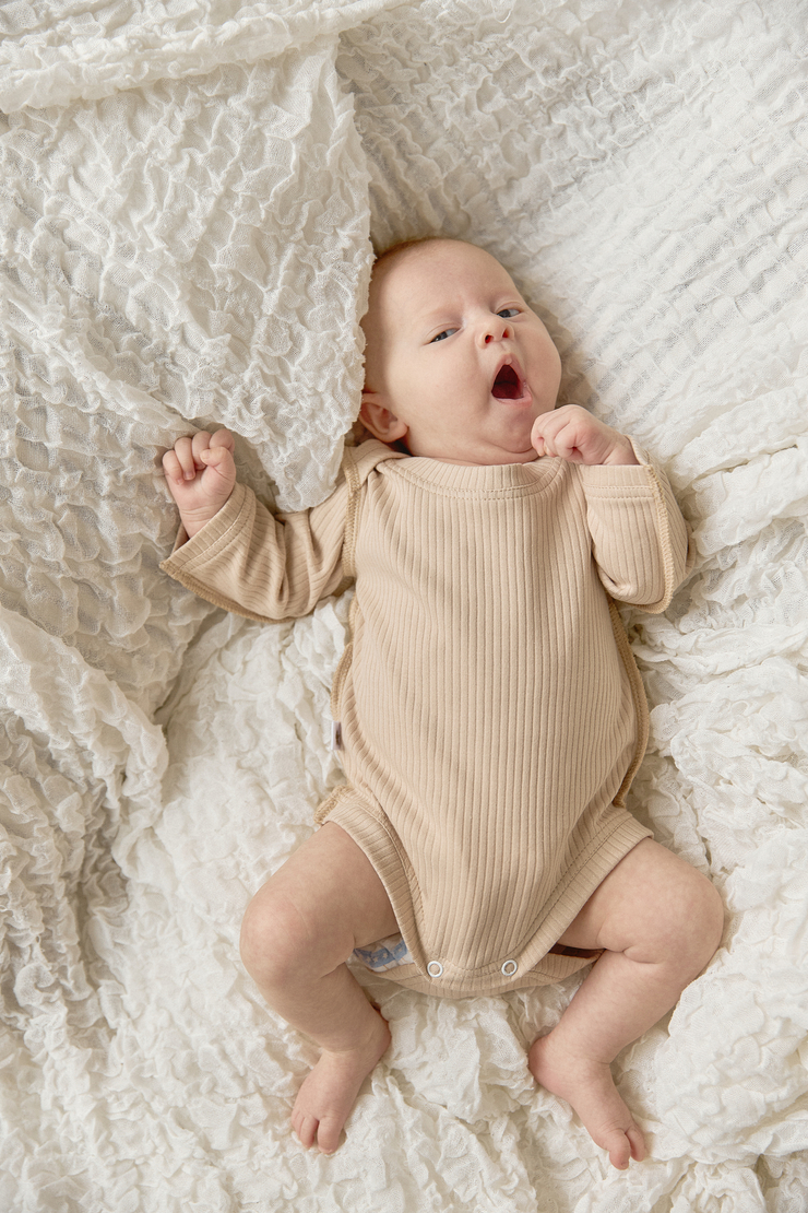 Боди с длинным рукавом лапша Бежевый