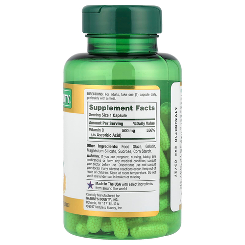Nature's Bounty, Витамин C с замедленным высвобождением, 500 мг, 100 капсул