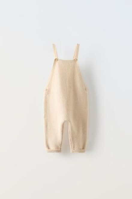 ZARA ТРИКОТАЖНЫЙ КОМБИНЕЗОН, СВЕТЛО-БЕЖЕВЫЙ