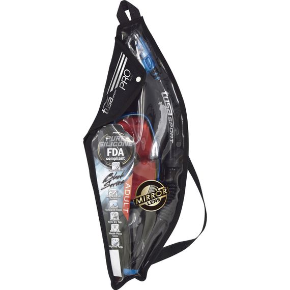 Набор маска+трубка в сумке TUSA Sport UCR-1625 Black Series с зеркальными линзами черный/черный