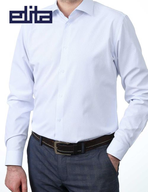 Сорочка мужская ELITA длинный рукав, цвет голубой, хлопок/пэ
