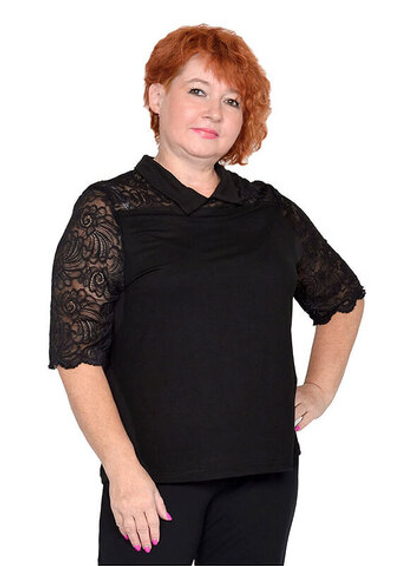 Блуза чёрная с кружевом Анфиса