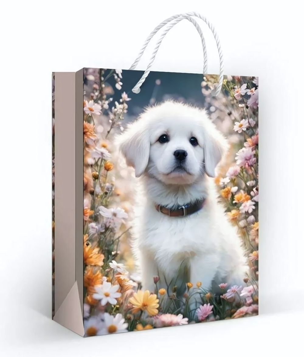 Пакет подарочный (MS) "Белый щенок" (ГК Горчаков)