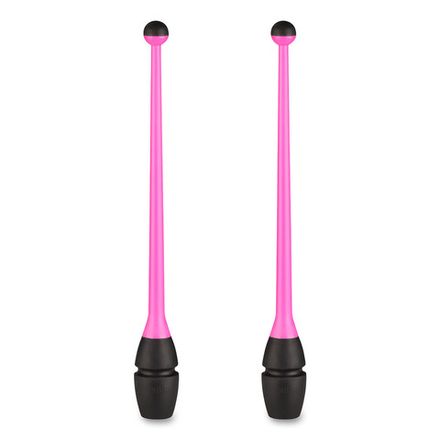 Булавы для худ. гимнастики INDIGO, IN019-PB, 45 см, пластик, каучук, в компл. 2шт, розово-черный
