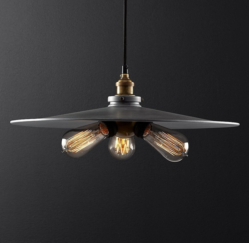 Подвесной дизайнерский светильник  20th C. Factory Filament Metal Triple Pendant by Restoration Hardware