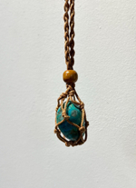 Авоська-подвеска для кристаллов коричневая в стиле бохо