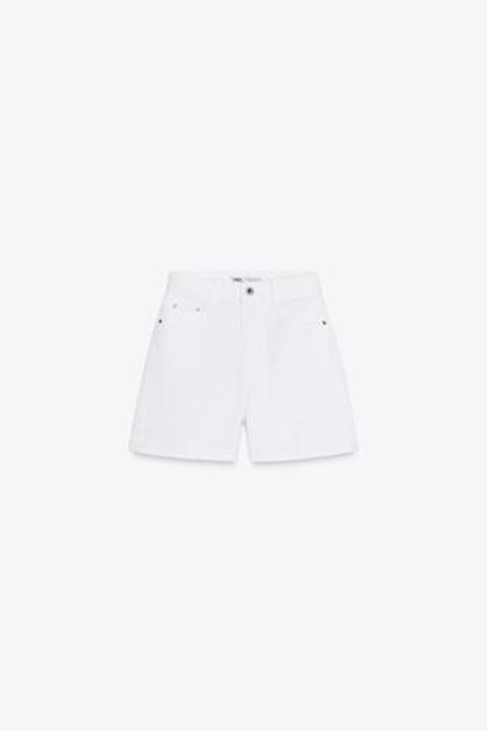 ZARА ШОРТЫ Z1975 MOM FIT HIGH WAIST, БЕЛЫЙ