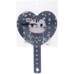 Зеркало косметическое с ручкой «Cute look - Котик Люк», сердце, 14*23,5 см (карт коробка)