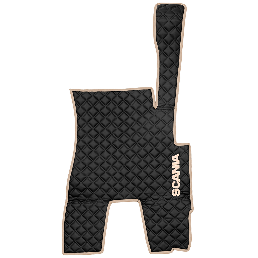 Ковры SCANIA 5 серии Р (автомат) (экокожа, черный, бежевый кант, бежевая вышивка)