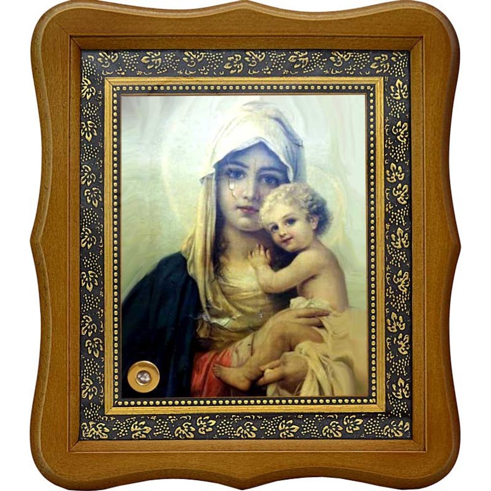 Взыскание Погибших. Редкая икона Божьей Матери на холсте с мощевиком.