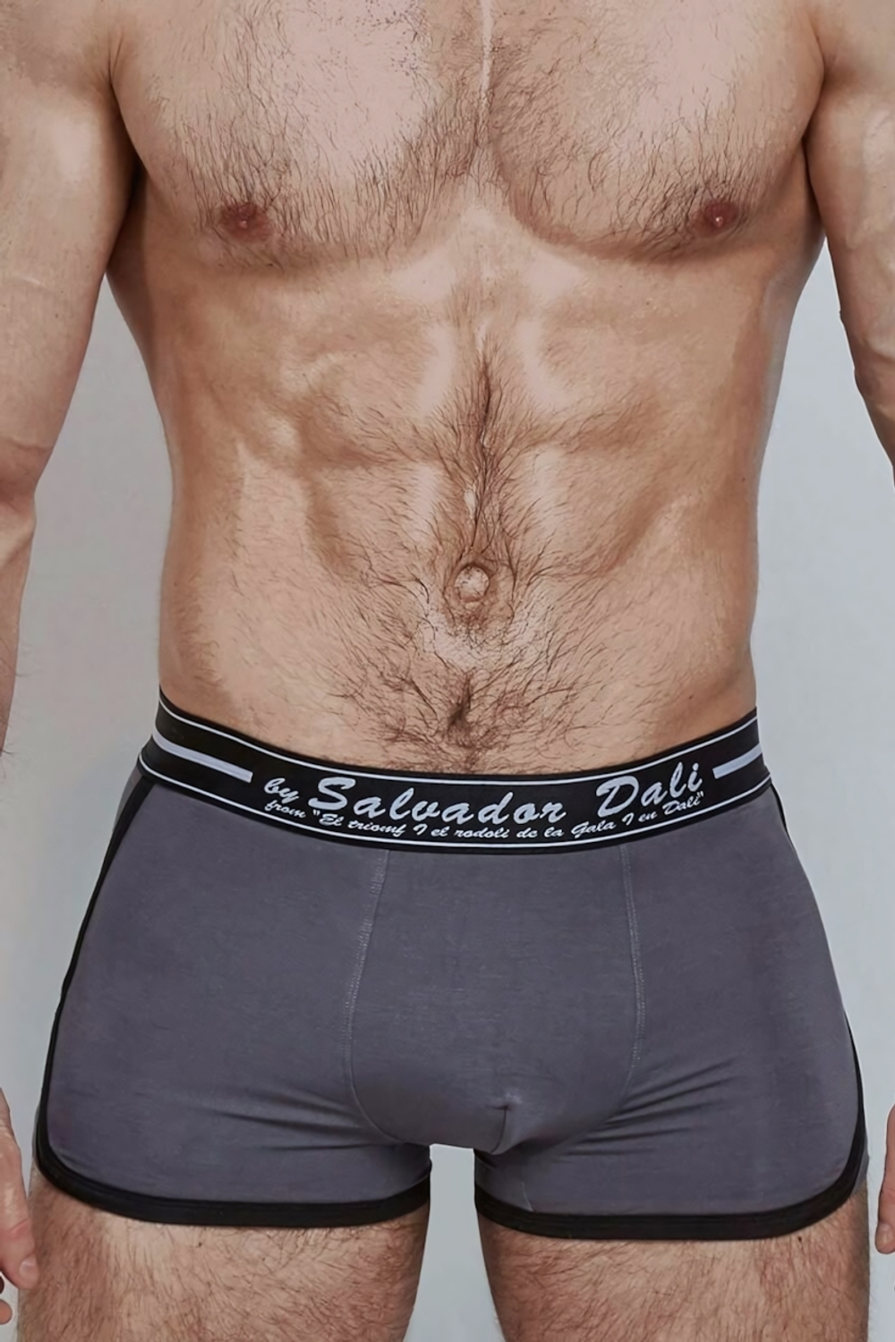 Мужские трусы-боксеры с контрастной обработкой края (Размер: M) (Цвет: серый)