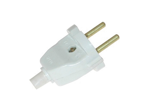 Вилка сетевая 6А, прямая, белая, (шт.)