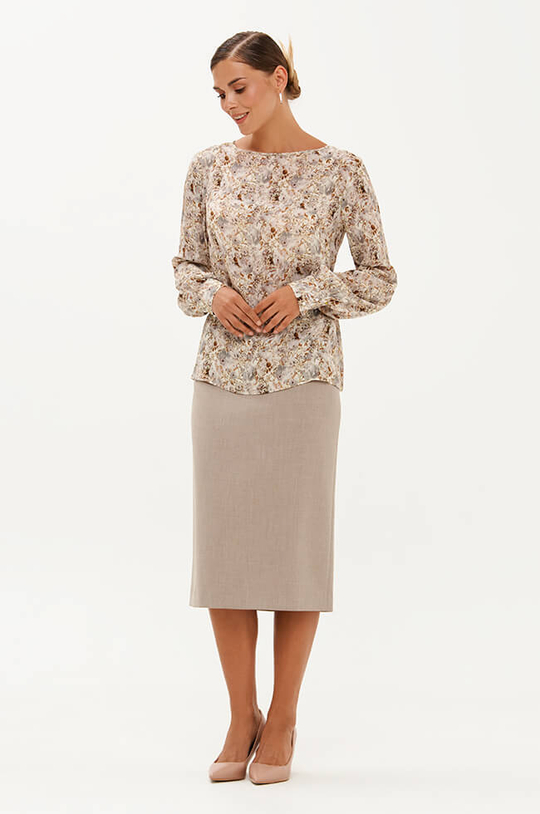 23456 Блузка женская (бежевый принт)