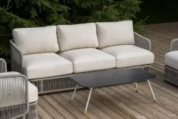 "Альбано" лаунж-зона 5-местная плетеная из роупа (веревки), каркас алюминиевый светло-серый, роуп серый меланж