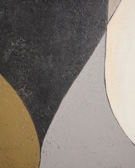 Абстрактный холст Marvilo серо-горчичного цвета 120 x 200 см