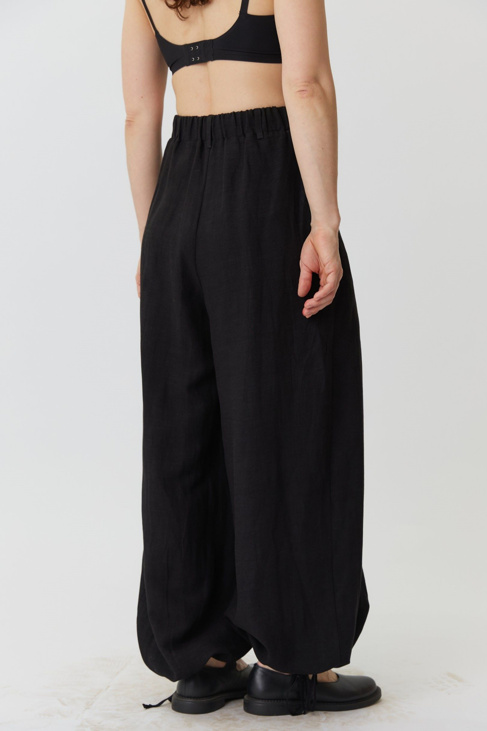 Длинные кюлоты из черного льна