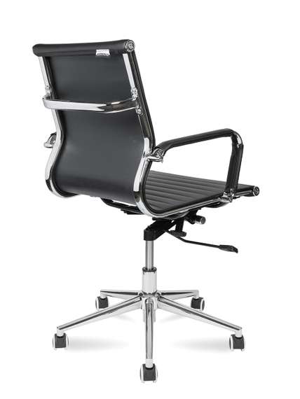 Кресло офисное Норден / Техно LB / черная экокожа / хром