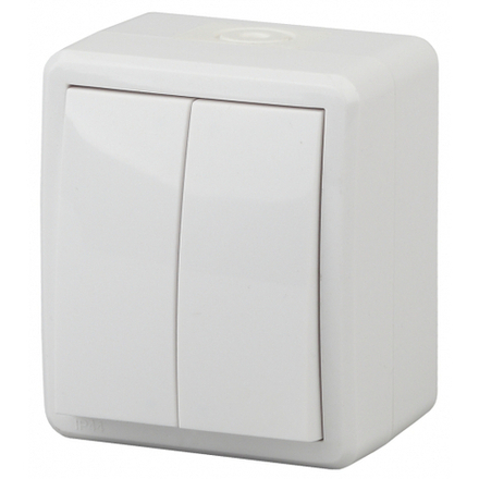 Выключатель ЭРА Эксперт 11-1404-01 двойной IP54 10АХ-250В ОУ белый