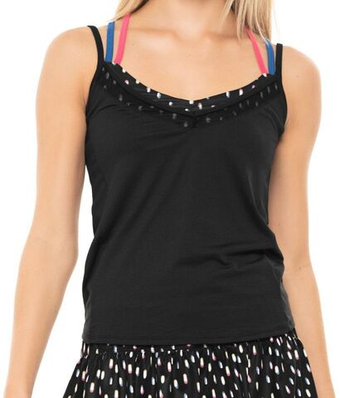 Женский топ теннисный Lucky in Love Neon Lights Let It Glow Bralette Cami - черный