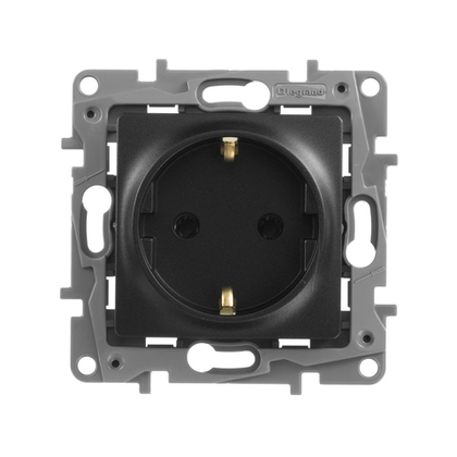 Розетка с заземлением без шторок 16А 250В антрацит ETIKA Legrand