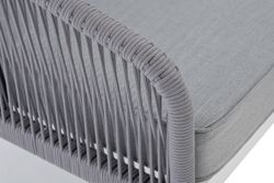 "Канны" диван модульный плетеный из роупа, каркас алюминий белый, роуп светло-серый круглый, ткань светло-серая