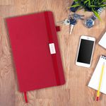 Ежедневник датированный 2025, А5, 138x213 мм, BRAUBERG "Control", под кожу, держатель для ручки, красный, 115848