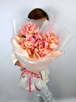 Французские розы , цвет розовый , 3 штуки