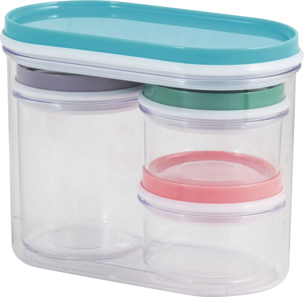 Набор банок д/хранения Рыжий кот 330мл,230мл,50мл-2шт,пластик