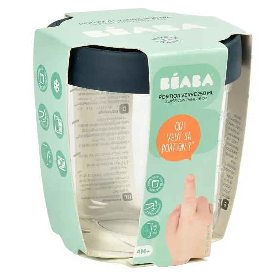 Стеклянный контейнер Beaba Glass Portion Jar 250 ml Dark Blue